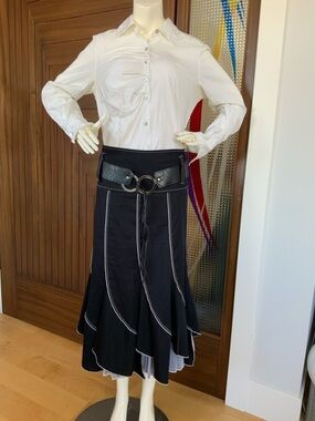 INFINITIF Panel Skirt,  Black with white highlights, Sz 12
